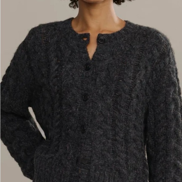 Jenni Kayne Charcoal Cable Juliet Cardigan in Charcoal. - Picture 6 of 6